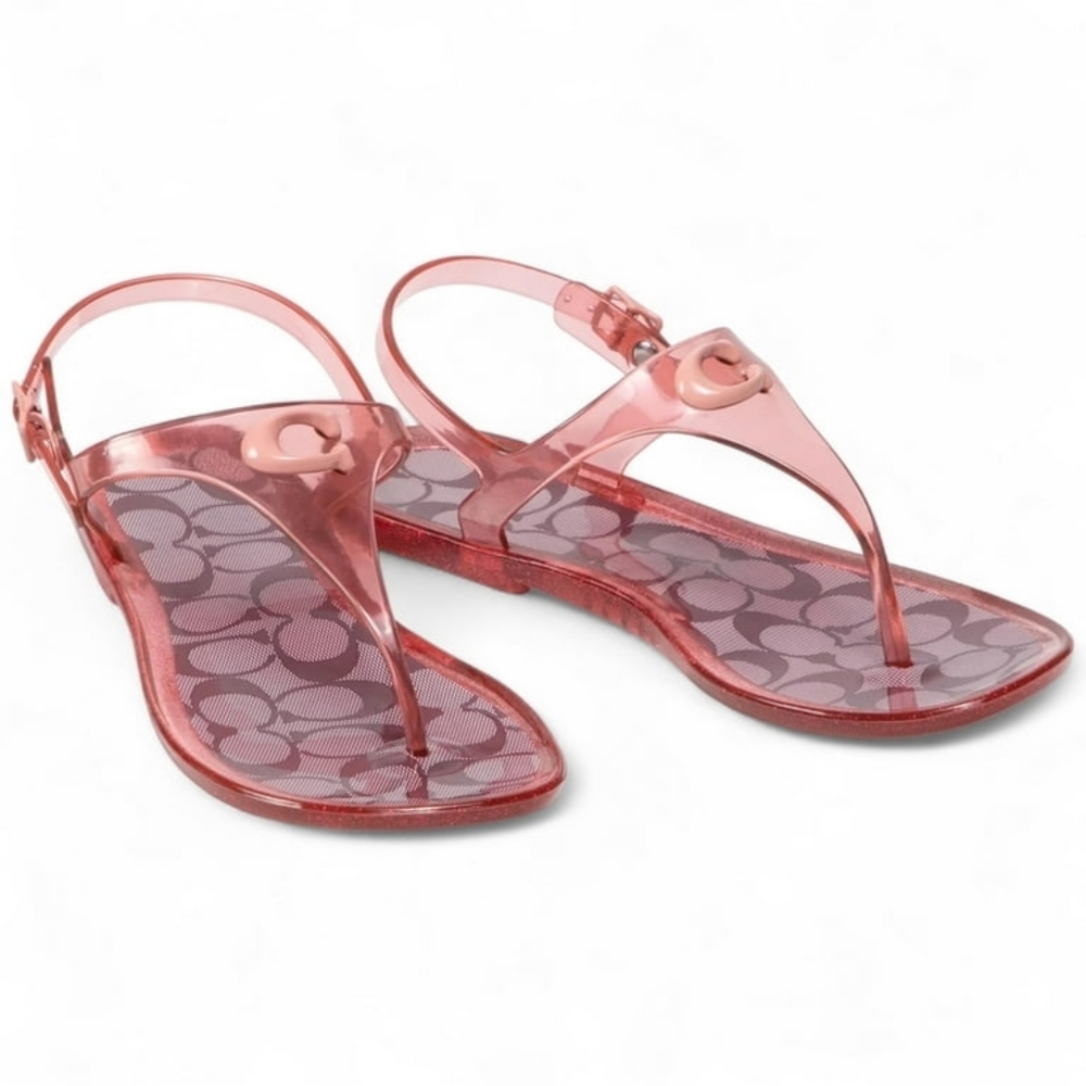 Coach Natalee Jelly Thong Sandals New No Box Candy Apple/Pink Size 6 - Picture 11 of 12